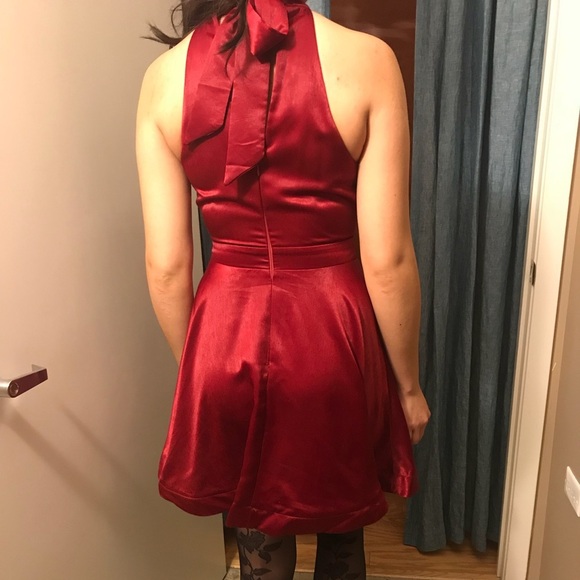 Akira Red Velvet Mini Dress - Picture 2 of 5